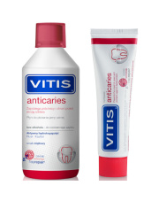 Zestaw: Pasta do zębów Vitis Anticares 100ml + Płyn do jamy ustnej Vitis Anticares 500ml