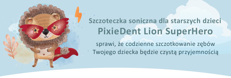 baner szczoteczka soniczna pixiedent lion superhero