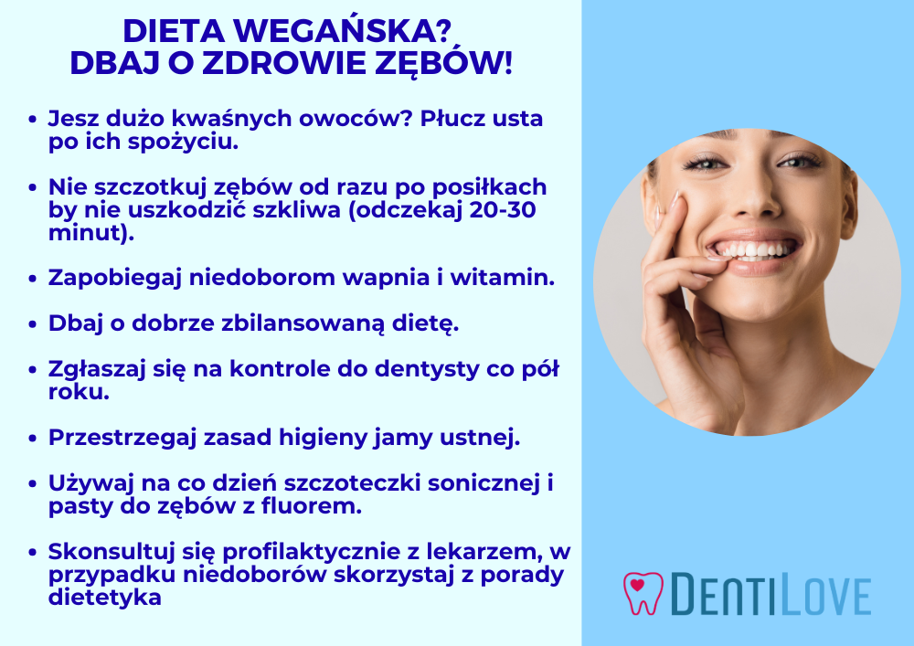 Dieta wegańska a zdrowie jamy ustnej - infografika